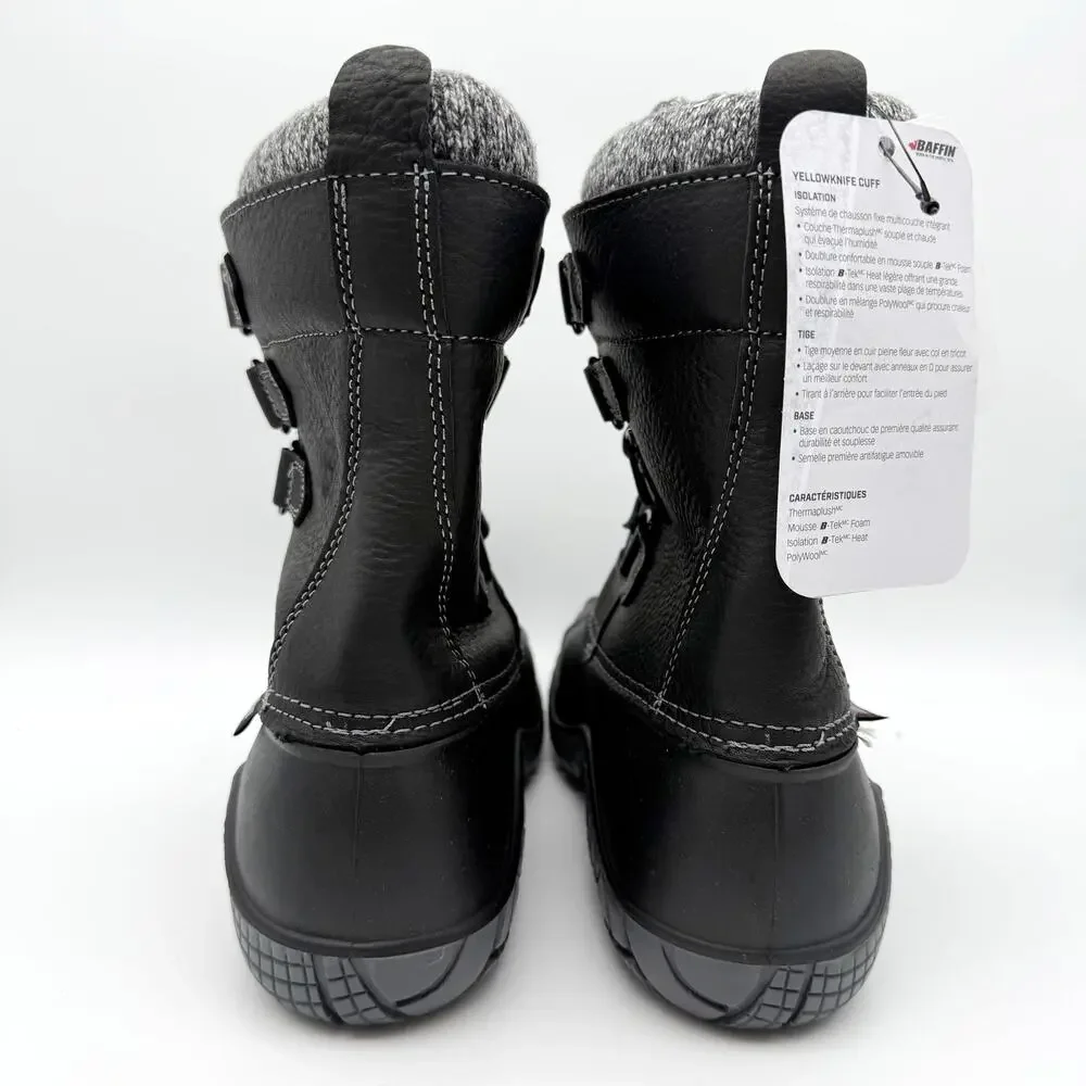 Baffin Women Yellowknife Snow Boots US 11 Black Leather Waterproof Insulated NIB